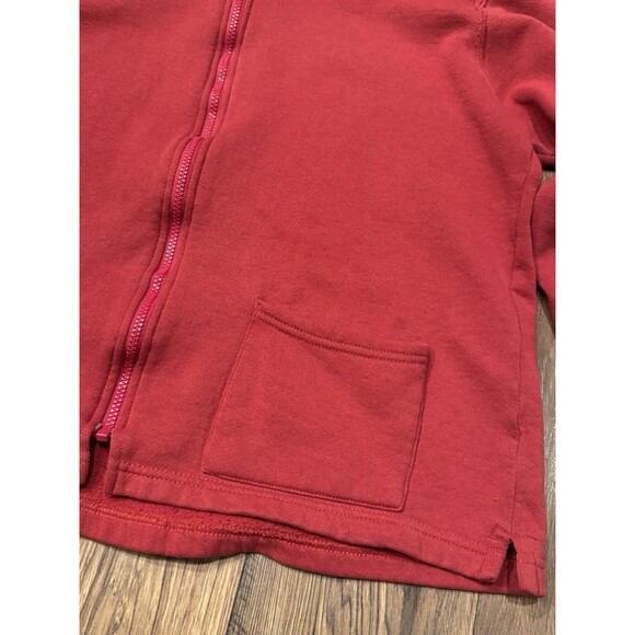 Vintage 80s 90s Fruit of the Loom Blank Zip Up Red Hoodie Sweatshirt Size L - Picture 2 of 5
